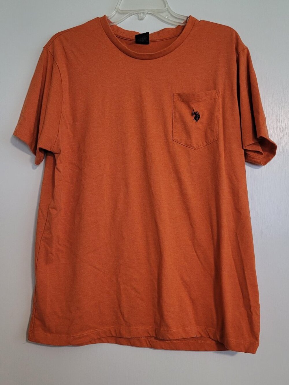 U.S. Polo Assn. Men's short sleeve crew neck pocket t-shirt, Orange, Large